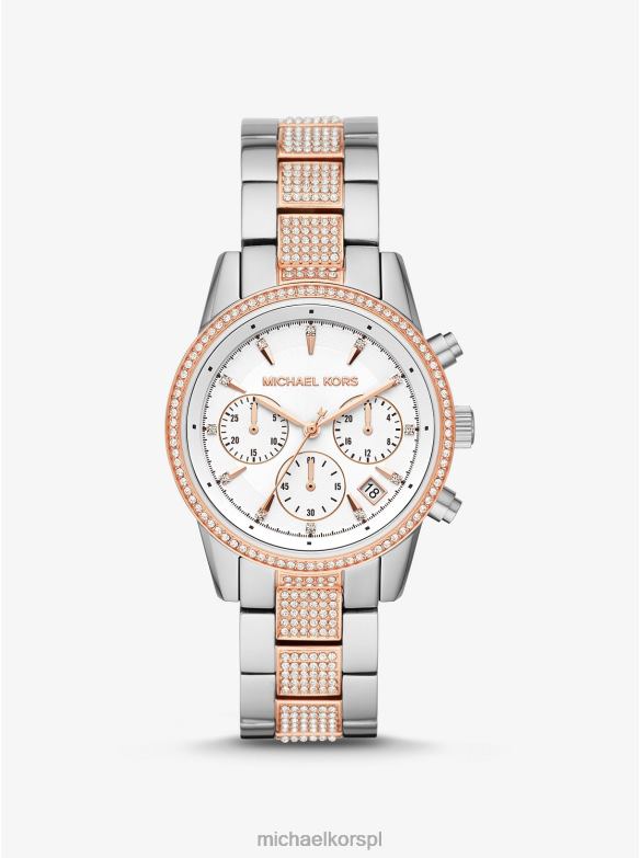 dwukolorowy zegarek Ritz Pave kobiety Michael Kors dwutonowy LHN662382 Akcesoria