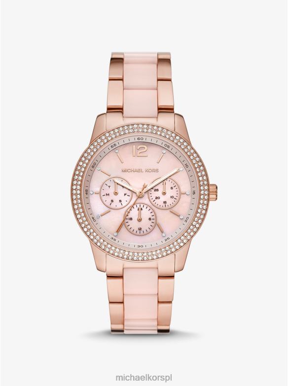 ponadgabarytowy zegarek tibby pave w kolorze różowego złota z acetatu kobiety Michael Kors różowe złoto LHN662388 Akcesoria