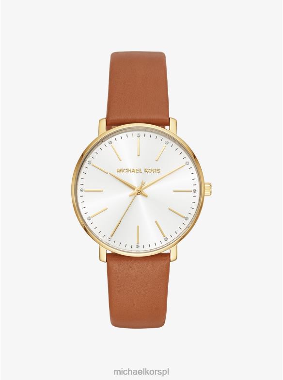 Skórzany zegarek w kolorze pyper w kolorze złotym kobiety Michael Kors złoto LHN662399 Akcesoria