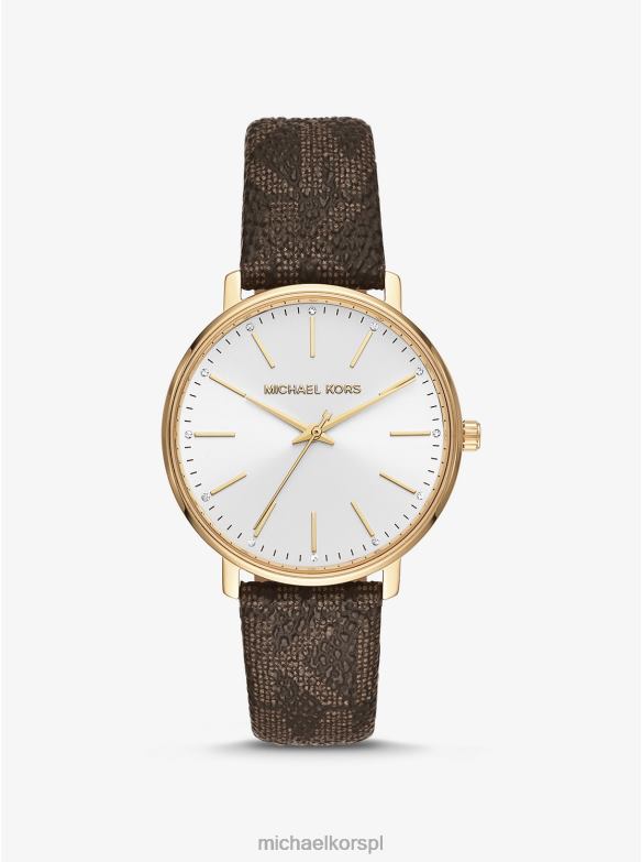 logo pyper i zegarek w kolorze złotym kobiety Michael Kors brązowy LHN662398 Akcesoria
