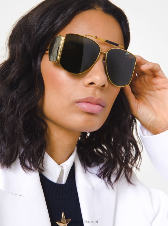 Kolekcja okularów przeciwsłonecznych Nash dla obu płci Michael Kors zielony/złoty LHN663920 Akcesoria