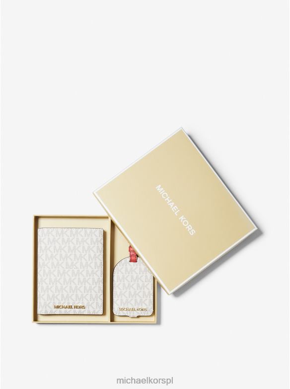 Zestaw upominkowy z etui na paszport i przywieszką bagażową z logo dla obu płci Michael Kors chili multi LHN663942 Akcesoria
