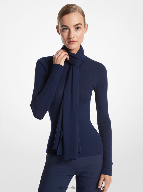 Szalik kaszmirowy z kolekcji dla obu płci Michael Kors marynarka wojenna LHN663393 Akcesoria