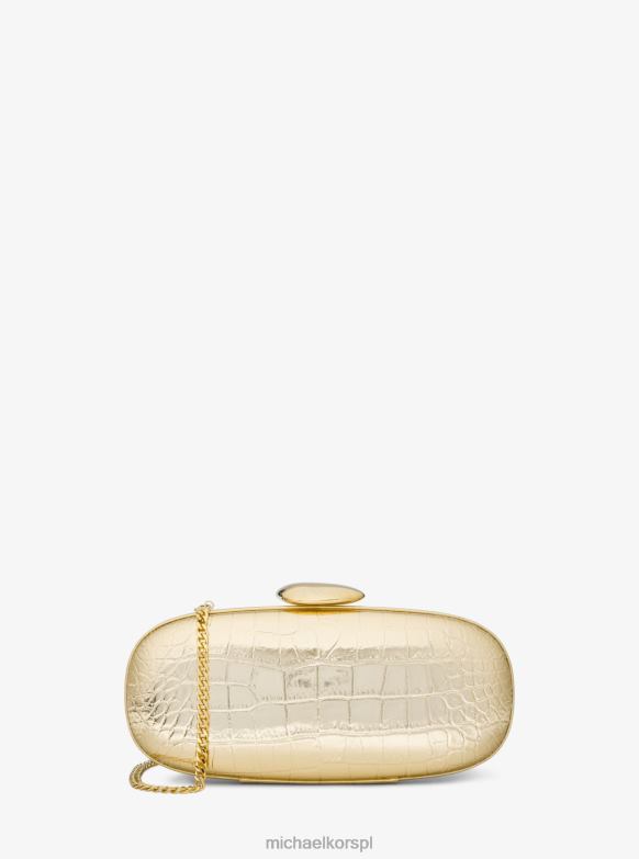 kolekcja tina small metaliczna skóra tłoczona w krokodyla minaudiere dla obu płci Michael Kors złoto LHN663777 Akcesoria