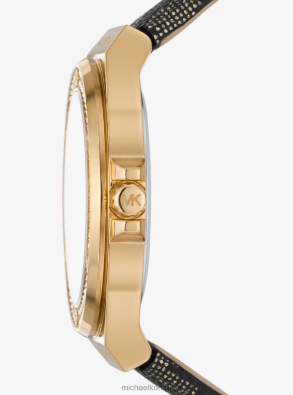 Zegarek Lennox Pave w złotym kolorze i z logo dla obu płci Michael Kors złoto LHN664029 Akcesoria