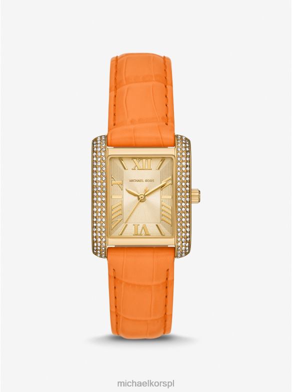 Zegarek ze skóry emery pave w kolorze złotym i wytłoczonym krokodylem dla obu płci Michael Kors złoto LHN664017 Akcesoria