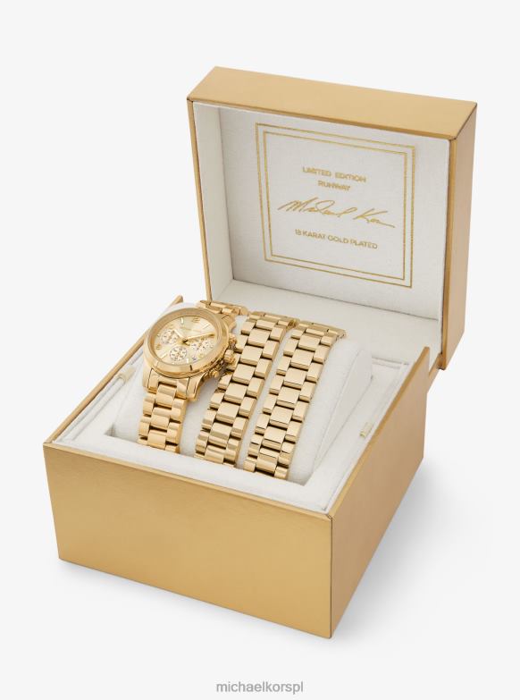 Zegarek ze stali nierdzewnej powlekany 18-karatowym złotem z limitowanej edycji dla obu płci Michael Kors złoto LHN663879 Akcesoria