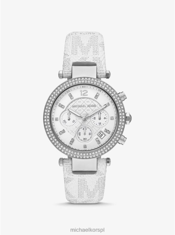 duży zegarek Parker Pave w kolorze srebrnym z logo dla obu płci Michael Kors biały LHN664012 Akcesoria