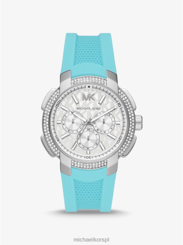 ponadgabarytowy zegarek Sydney Pave w kolorze srebrnym i silikonowym dla obu płci Michael Kors turkus LHN663994 Akcesoria