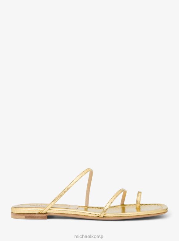 Kolekcja Patti Metaliczne sandały ze skóry tłoczonej w kształcie pytona dla obu płci Michael Kors złoto LHN663824 buty