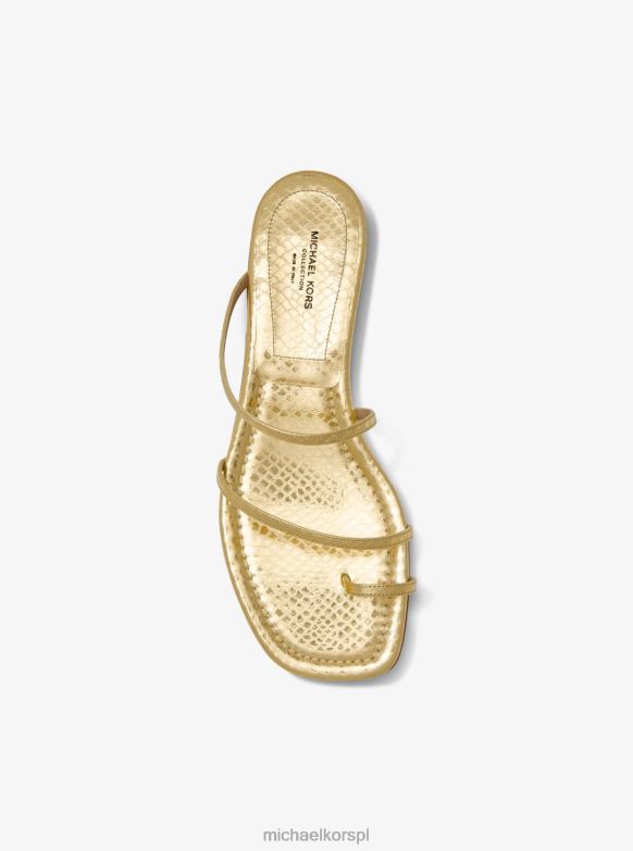 Kolekcja Patti Metaliczne sandały ze skóry tłoczonej w kształcie pytona dla obu płci Michael Kors złoto LHN663824 buty