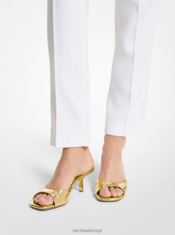 kolekcja anita metaliczne sandały z wytłoczonym wzorem krokodyla dla obu płci Michael Kors złoto LHN663831 buty
