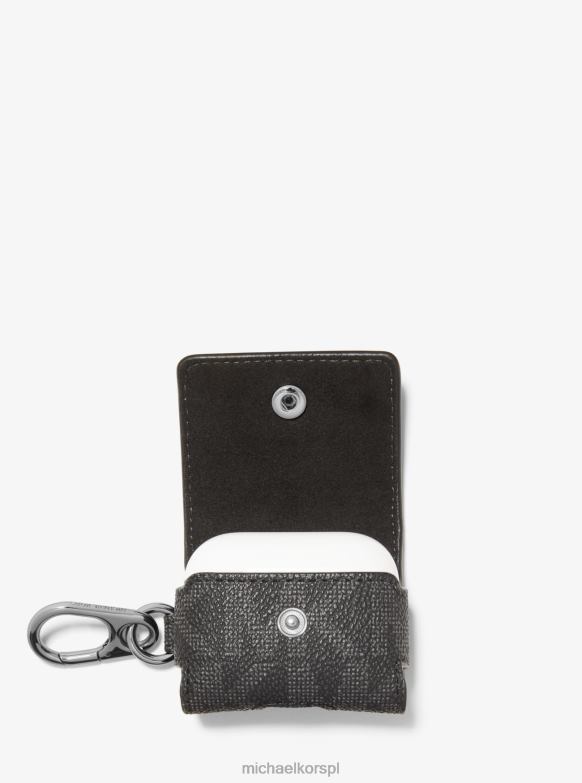 Etui ze skóry żwirowej i klipsem z logo na słuchawki Apple AirPods mężczyźni Michael Kors granatowy/czarny LHN663363 Akcesoria