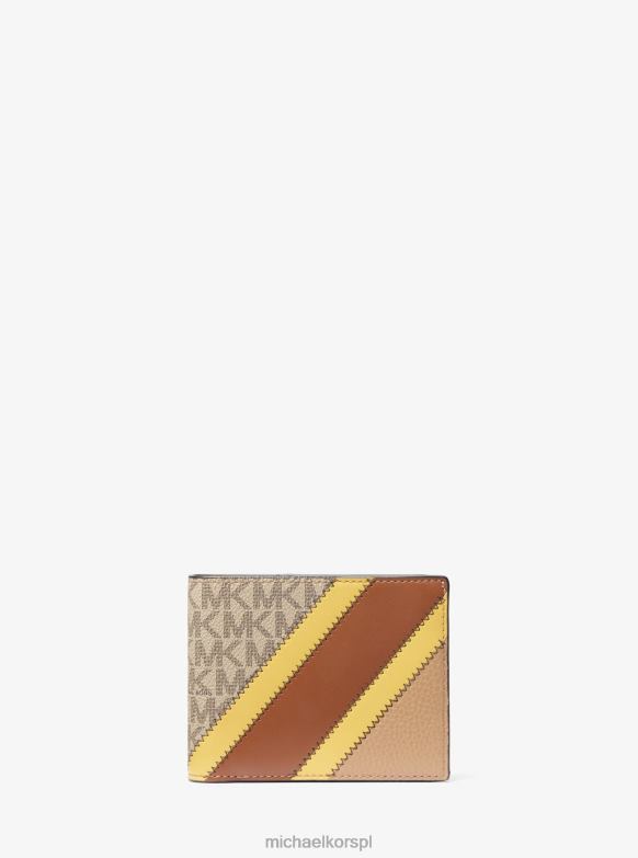 Portfel z logo i paskiem ze sztucznej skóry z zestawem upominkowym mężczyźni Michael Kors żółty LHN663348 Akcesoria