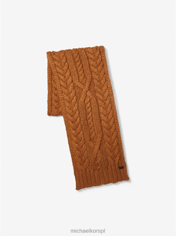 szalik wykonany z warkoczowej dzianiny mężczyźni Michael Kors karmel LHN663378 Akcesoria