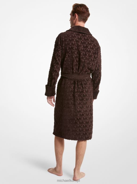 Bawełniany szlafrok frotte z logo mężczyźni Michael Kors czekolada LHN663180 odzież