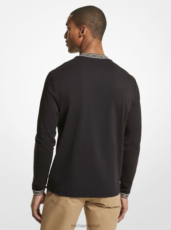 Bawełniana bluza z okrągłym dekoltem i taśmą z logo mężczyźni Michael Kors czarny LHN662937 odzież