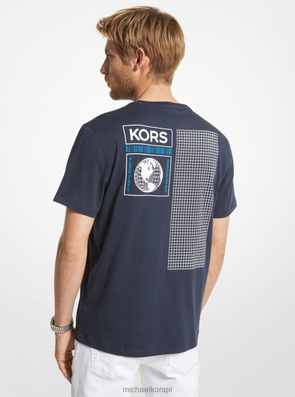 Bawełniana koszulka z graficznym logo mężczyźni Michael Kors północ LHN662996 odzież