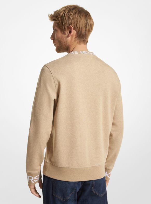 Sweter z domieszką bawełny z taśmą z logo mężczyźni Michael Kors wielbłąd hthr LHN662973 odzież