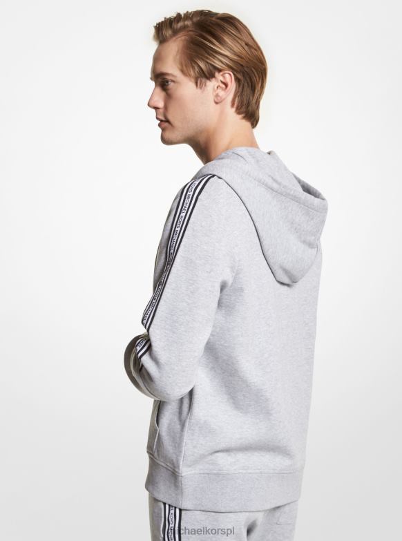 Zapinana na zamek bluza z kapturem z mieszanki bawełny i taśmy z logo mężczyźni Michael Kors wrzosowy szary LHN662934 odzież