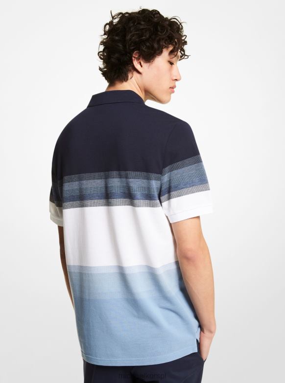 Koszulka polo ombre w paski z domieszką bawełny pikowej mężczyźni Michael Kors chambray LHN662917 odzież