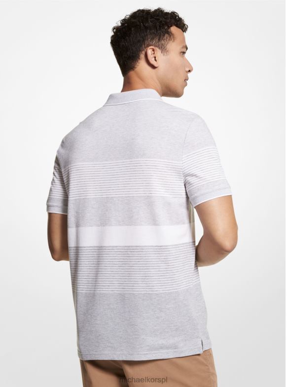 Koszulka polo w paski z domieszką bawełny pikowej mężczyźni Michael Kors wrzosowy szary LHN662910 odzież