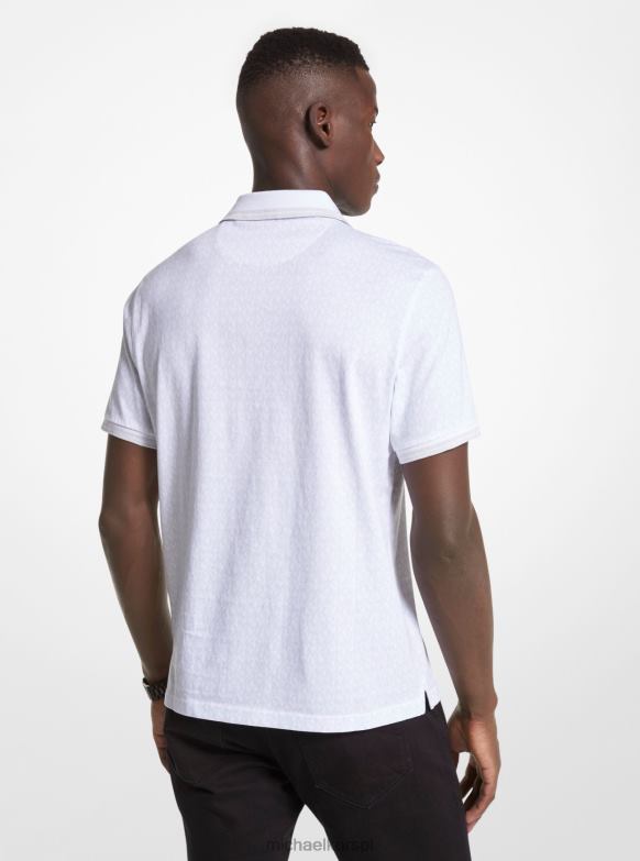 Koszulka polo z bawełnianego dżerseju z nadrukiem logo Greenwich mężczyźni Michael Kors biały LHN662867 odzież
