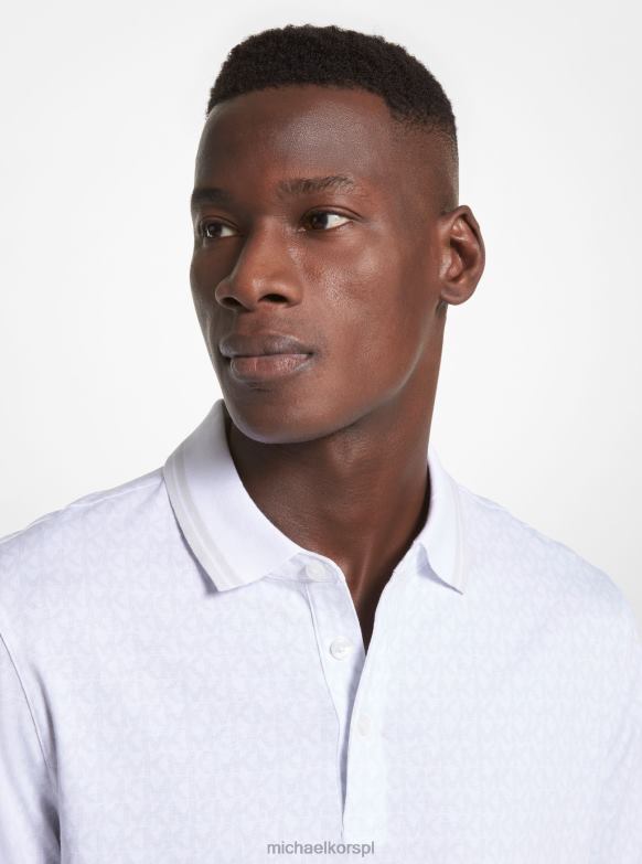 Koszulka polo z bawełnianego dżerseju z nadrukiem logo Greenwich mężczyźni Michael Kors biały LHN662867 odzież