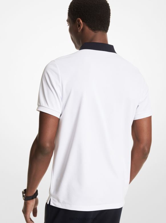 koszulka polo zapinana na zamek do połowy mężczyźni Michael Kors biały LHN662900 odzież