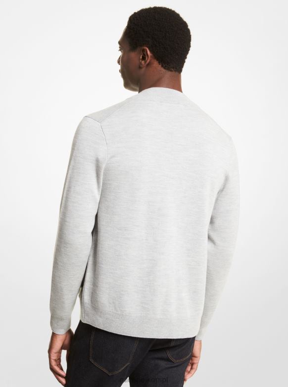 Kurtka baseballowa z wełny merynosów mężczyźni Michael Kors wrzosowy szary LHN662858 odzież