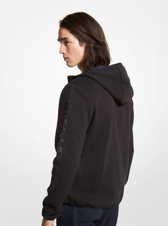 Pikowana nylonowa kurtka z kapturem w kamuflażu mężczyźni Michael Kors czarny LHN662822 odzież