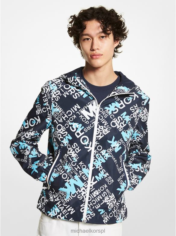 Tkana kurtka z kapturem i graficznym logo mężczyźni Michael Kors wrzos merlot LHN662817 odzież