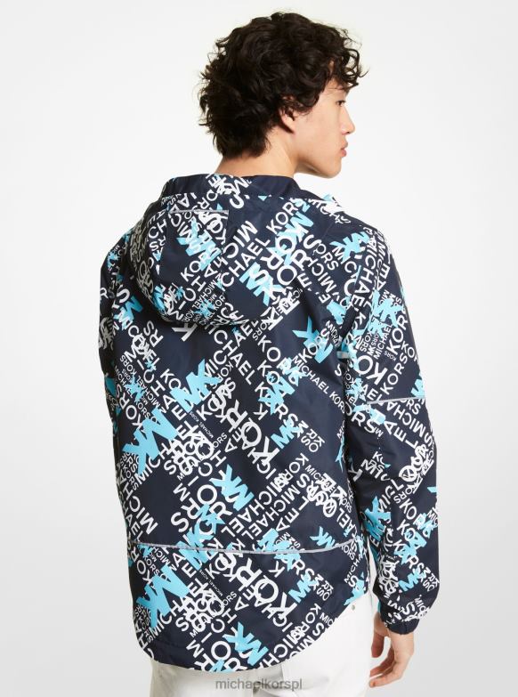 Tkana kurtka z kapturem i graficznym logo mężczyźni Michael Kors wrzos merlot LHN662817 odzież