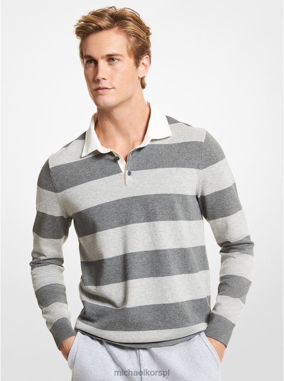 Sweter do rugby z elastycznej bawełny w paski mężczyźni Michael Kors popiół LHN663073 odzież