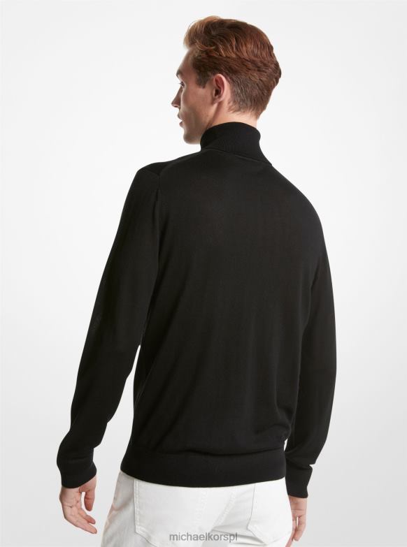 Sweter z golfem z wełny merynosów mężczyźni Michael Kors czarny LHN663068 odzież