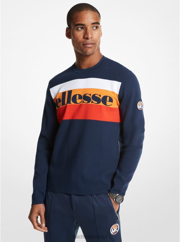 Sweter z wiskozy mk x ellesse w paski z logo mężczyźni Michael Kors ubieraj się bluesowo LHN663053 odzież