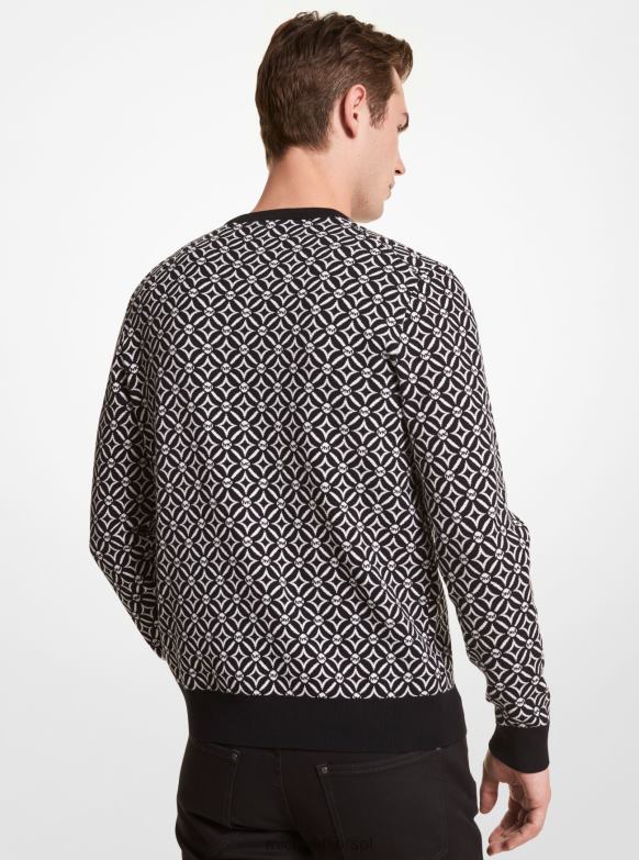 Żakardowy sweter z logo mężczyźni Michael Kors czarny LHN663054 odzież