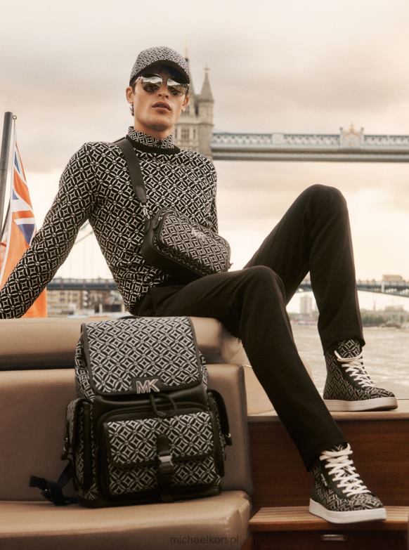 Żakardowy sweter z logo mężczyźni Michael Kors czarny LHN663054 odzież