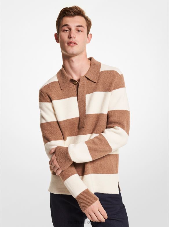 sweter w paski z domieszką wełny mężczyźni Michael Kors kość LHN663064 odzież
