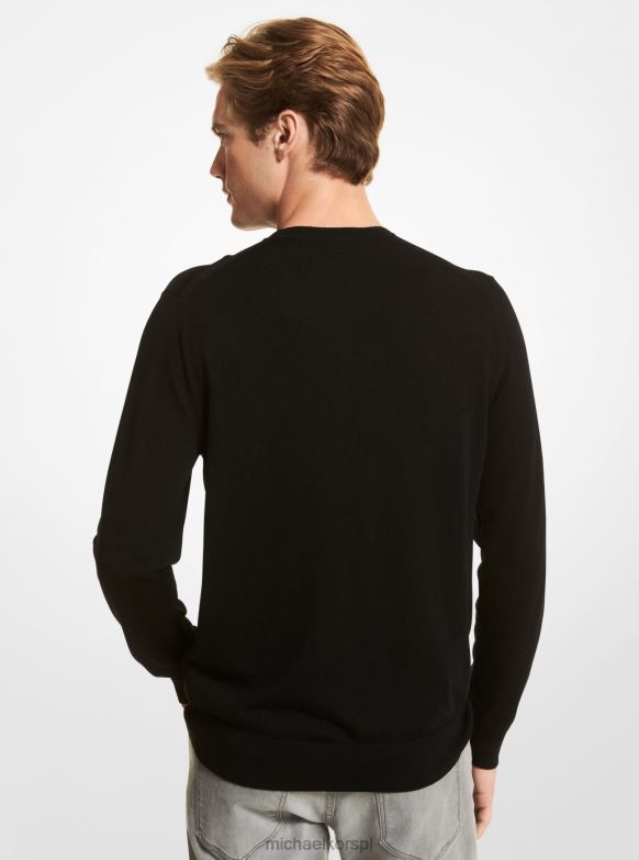 sweter z wełny merynosów mężczyźni Michael Kors czarny LHN663047 odzież