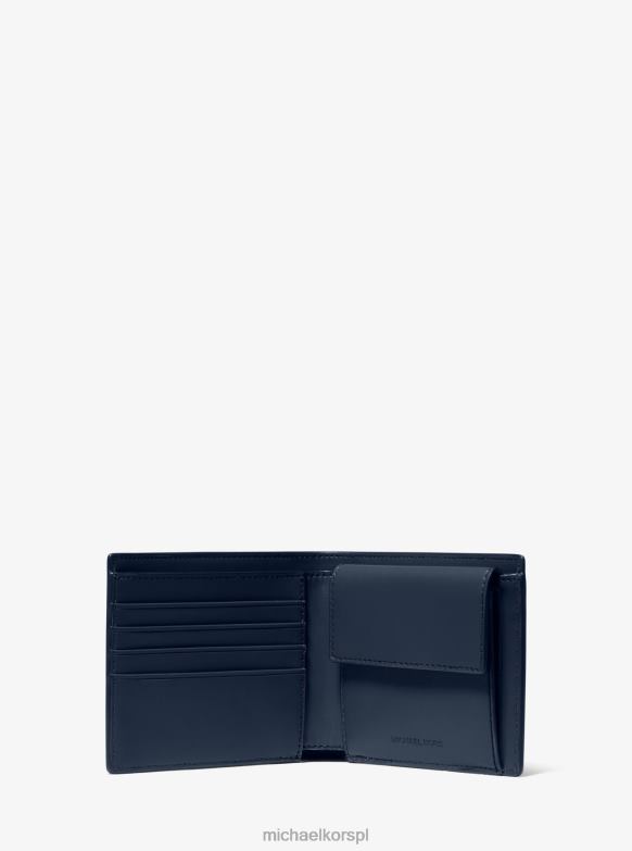 Miedziany skórzany portfel na banknoty mężczyźni Michael Kors marynarka wojenna LHN663221 Akcesoria