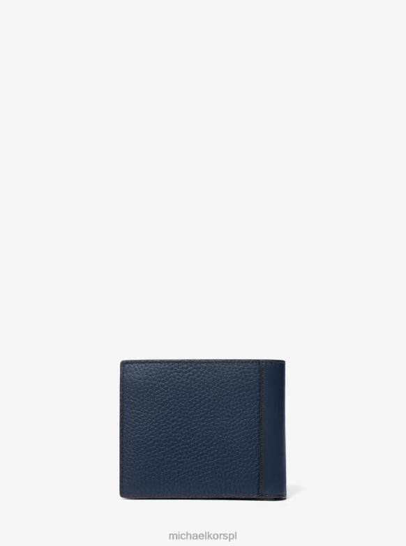 Miedziany skórzany portfel na banknoty mężczyźni Michael Kors marynarka wojenna LHN663221 Akcesoria