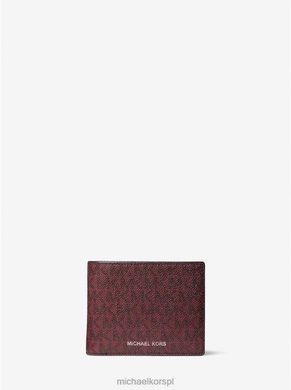 Portfel składany z logo Harrisona i etui na przepustkę mężczyźni Michael Kors merlot LHN663216 Akcesoria