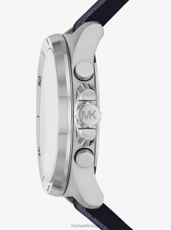 duże logo Brecken i zegarek w kolorze srebrnym mężczyźni Michael Kors marynarka wojenna LHN663291 Akcesoria